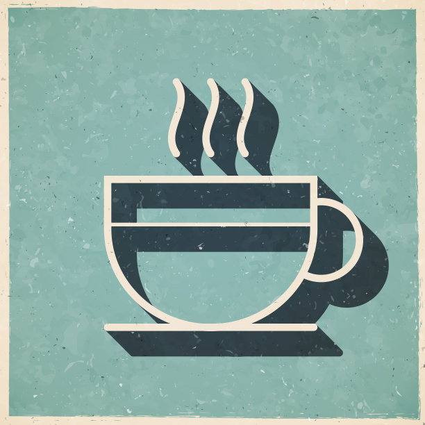 热饮。图标在复古风格-旧纹理纸图片下载