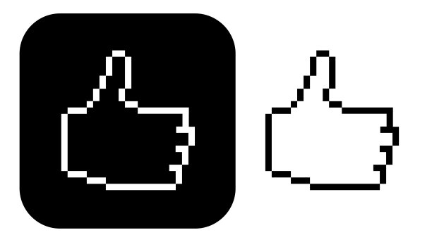 黑白像素大拇指手图标图片下载