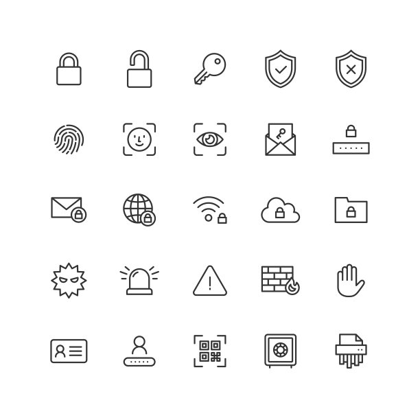 关于安全性的线条绘制图标设置。图片下载