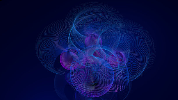 弯曲网格形成交织的蓝色和紫色线随机变形图片下载