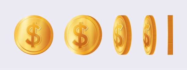 金币硬币货币角度不同，透视视角矢量设计。图片下载