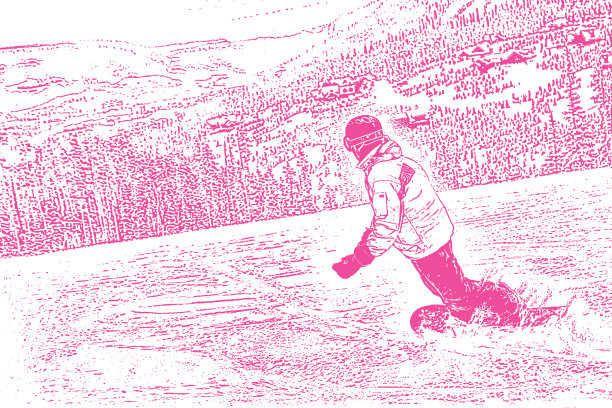 一个年轻人在蒙大拿的山上滑雪图片下载