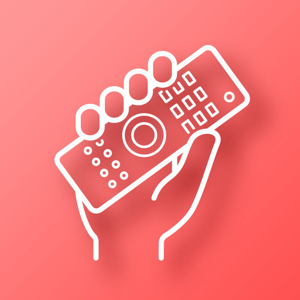 手持遥控器。图标在红色背景与阴影图片下载