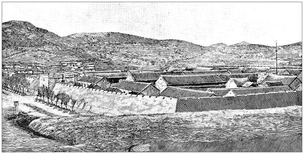 仿古形象:德国龟首湾租界，中国殖民地，胶州图片下载