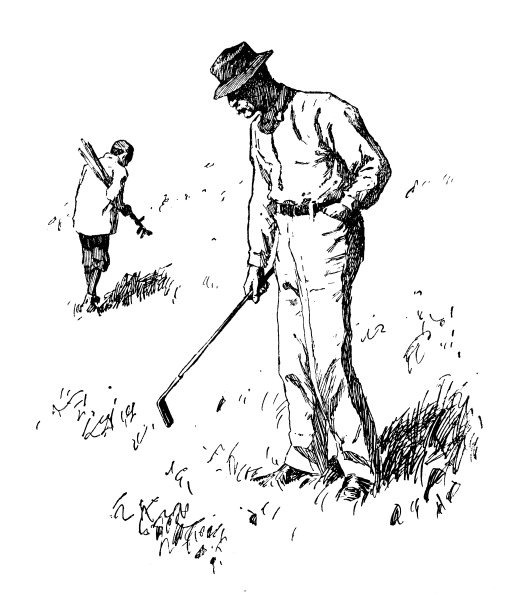 古董运动插画:高尔夫图片下载