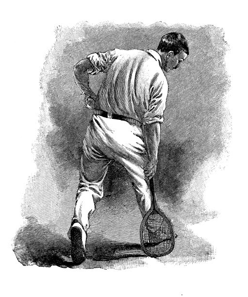 古董运动插画:网球运动员图片下载
