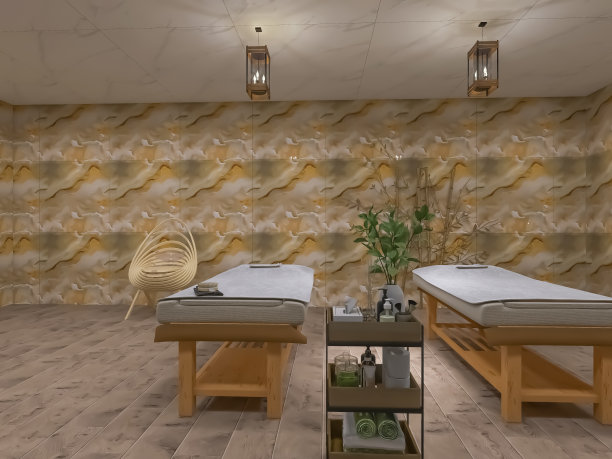 按摩室3d渲染，3d插画图片下载