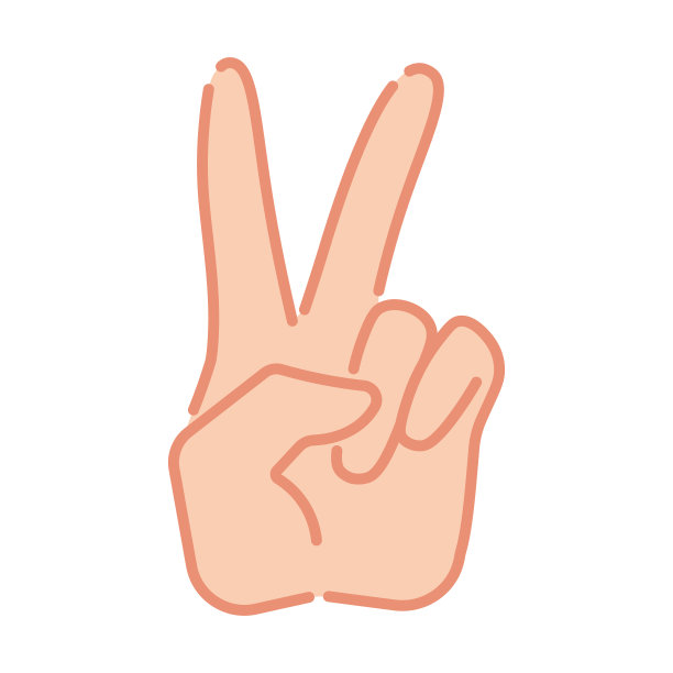 线图标，手势。胜利或和平的标志。图片下载