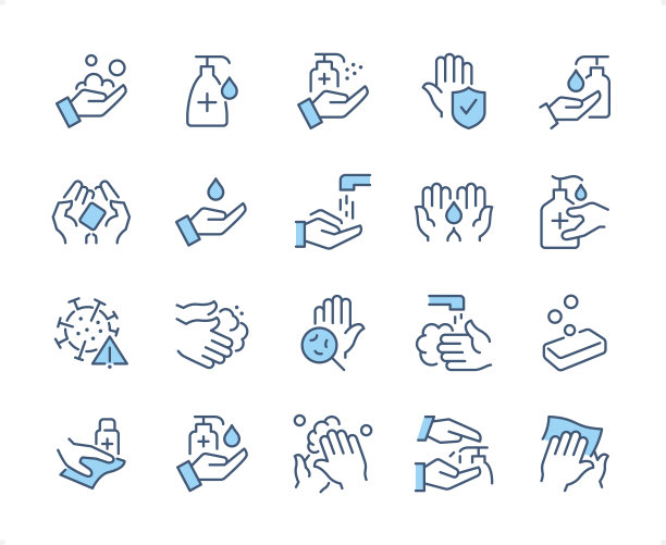 洗手图标集。可编辑的笔画重量。像素完美的二色图标。图片下载