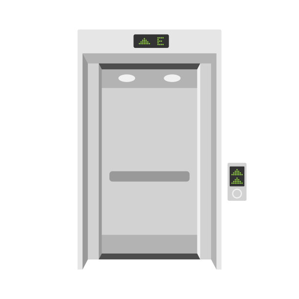 电梯图标。电梯开门平面设计在白色背景。图片下载
