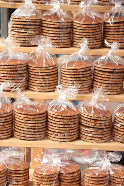 传统的荷兰华夫饼或荷兰焦糖华夫饼图片下载