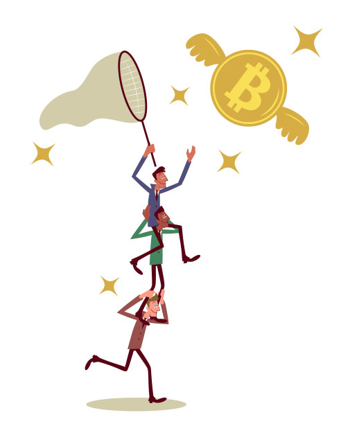 多民族商人搭建人梯抓捕飞翔的带翼钞票图片下载