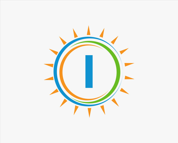 太阳能标识上的字母I模板图片下载