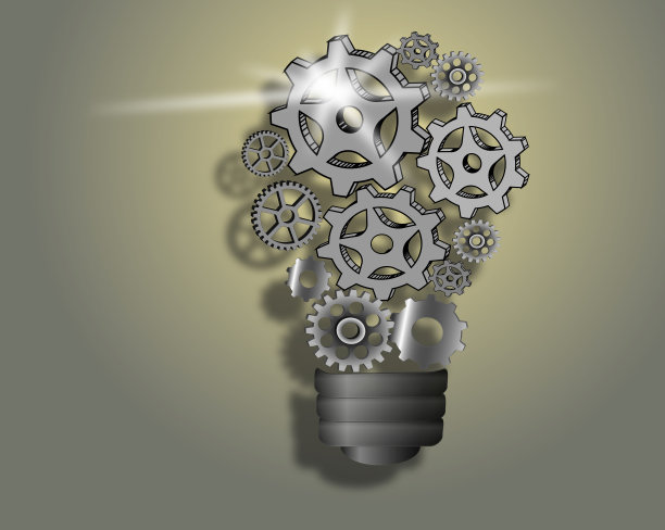带齿轮的灯泡。向量图片下载