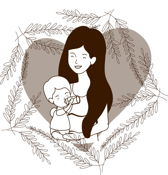 与婴儿头像角色的剪影女人图片下载