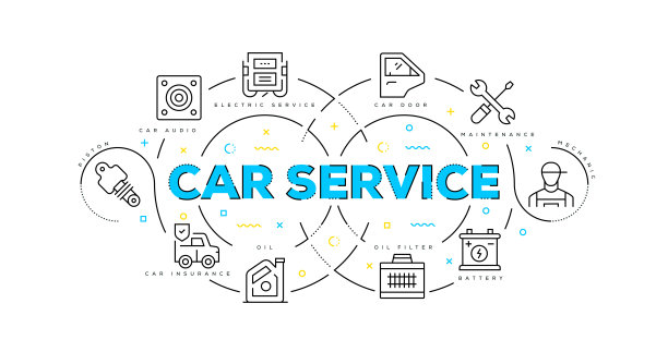 平面线说明汽车服务概念图片下载