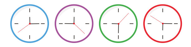 时间，平面风格的时钟图标的颜色。图片下载