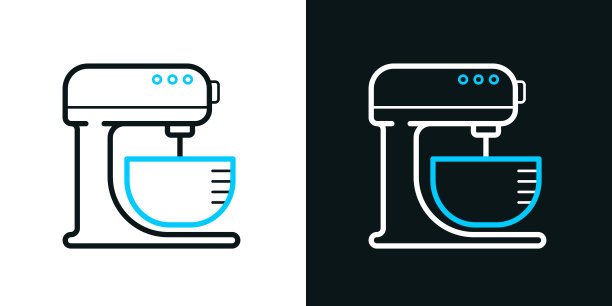 站混合器。黑色或白色背景上的双色线图标-可编辑的笔画图片下载