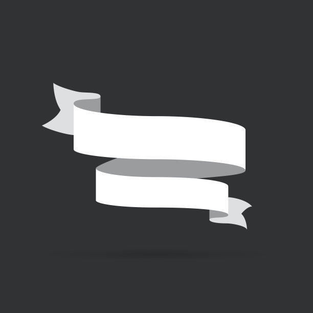 白色丝带孤立在黑色背景-设计元素图片下载