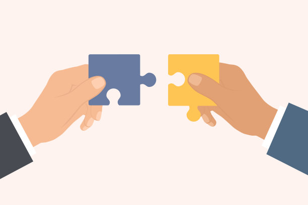 手工拼装拼图的团队合作理念图片下载
