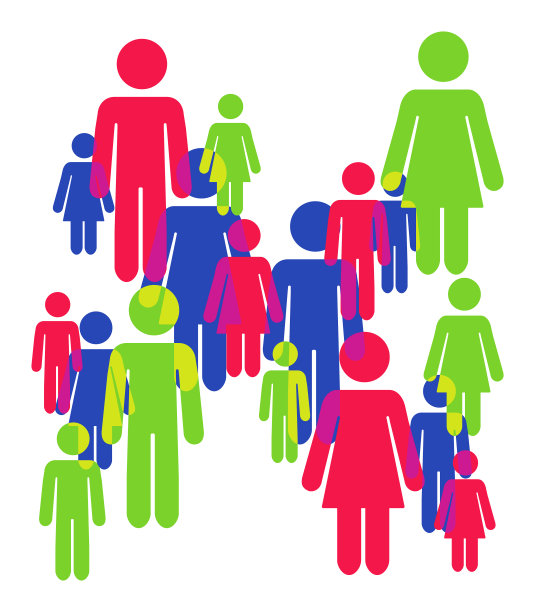 人群图标与鲜明的颜色图片下载