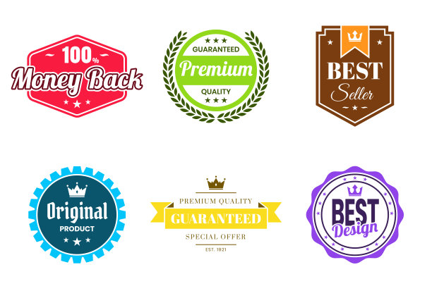 一套彩色徽章和标签-设计元素图片下载