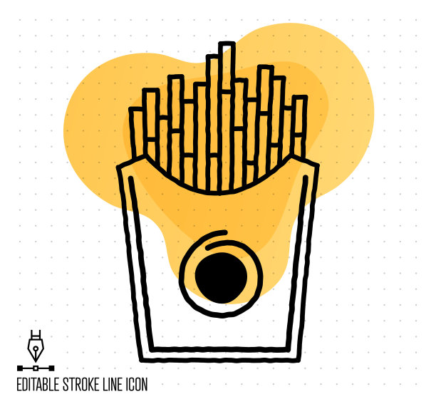 炸薯条矢量可编辑线插图图片下载