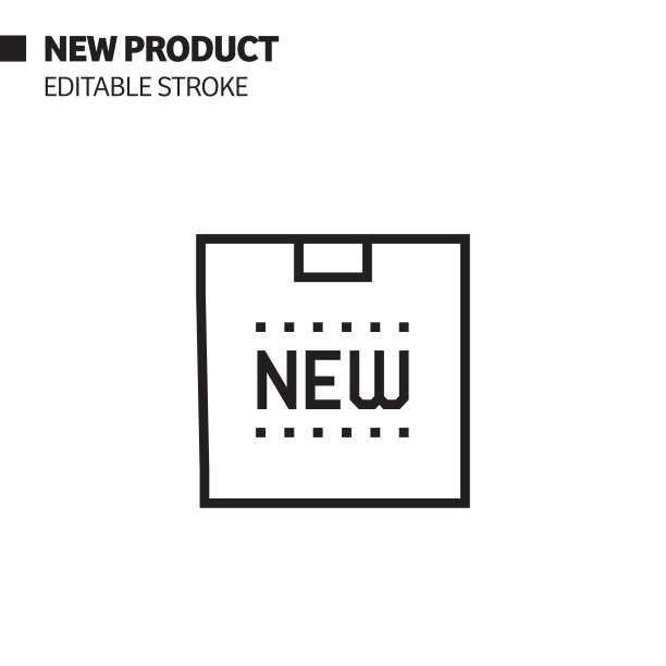 新的产品线图标，轮廓矢量符号插图。完美像素，可编辑的描边。图片下载