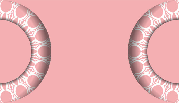 粉红色的旗帜上有古董白色的装饰和图片下载