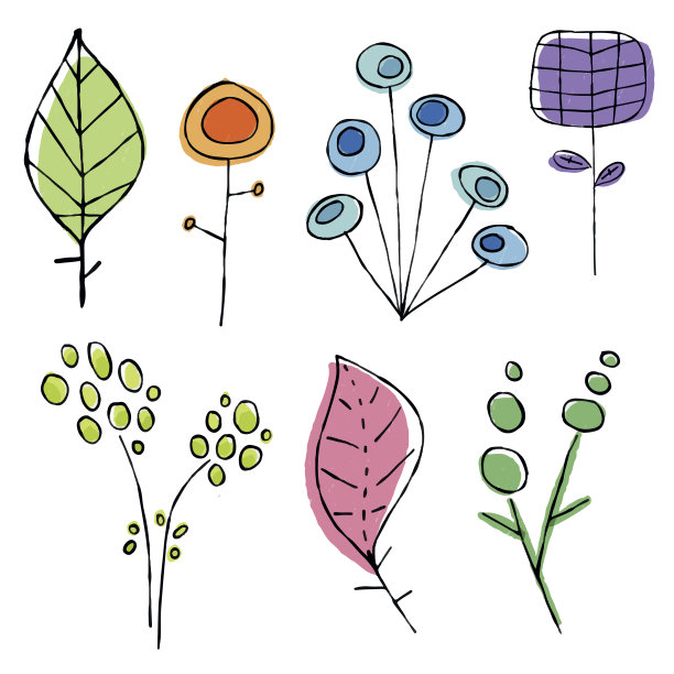 手绘花草图片下载