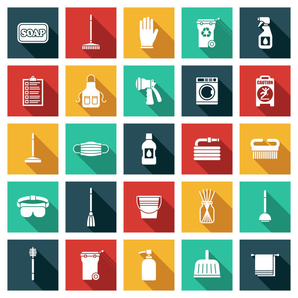 清洁用品字形图标集图片下载