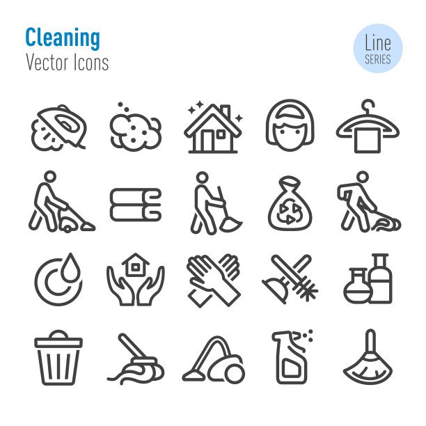 清洁图标集-向量线系列图片下载