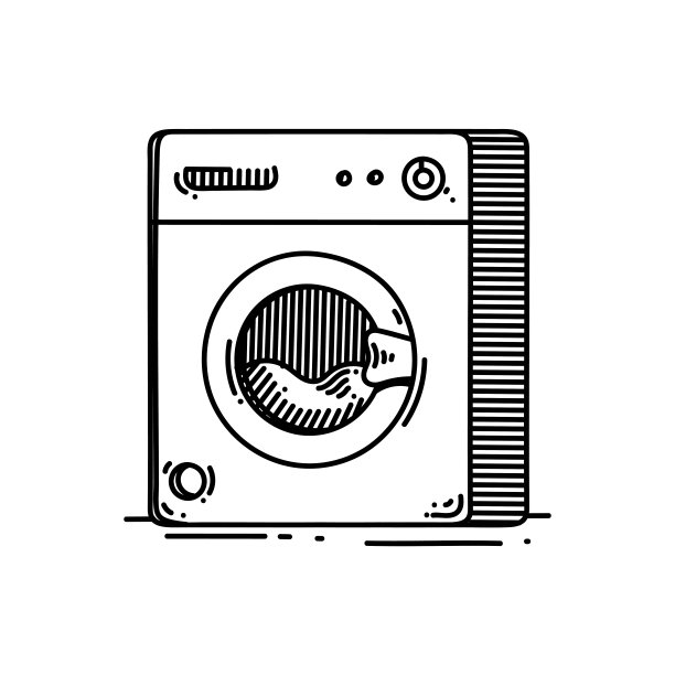 洗衣机线图标，草图设计，像素完美，可编辑的笔画。图片下载