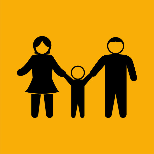 黄色背景上的家庭图标。图片下载