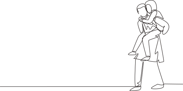 单线连续画阿拉伯人carry图片下载