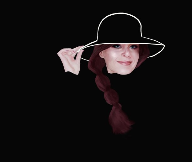 美丽的插图的女人在一个宽边帽子与一个长辫子图片下载