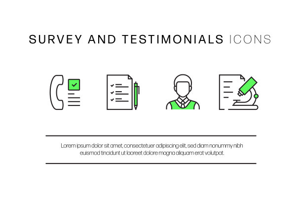 调查和评价相关的平线图标。向量符号说明。图片下载