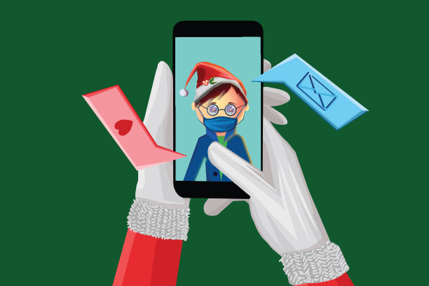 圣诞老人拿着手机图片下载