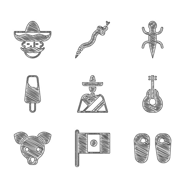 设置墨西哥男子墨西哥国旗人字拖宽边帽图片下载