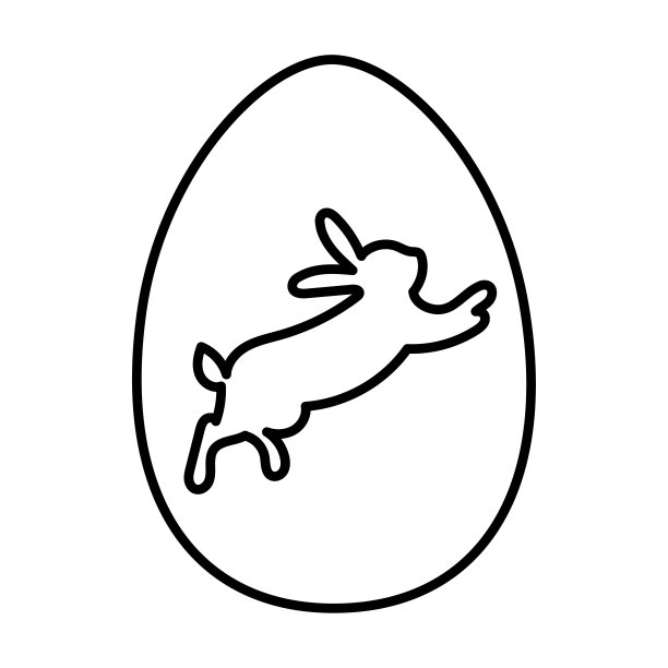复活节彩蛋的形状与兔子剪影-传统的节日象征。简单的鸡蛋狩猎设计。图片下载