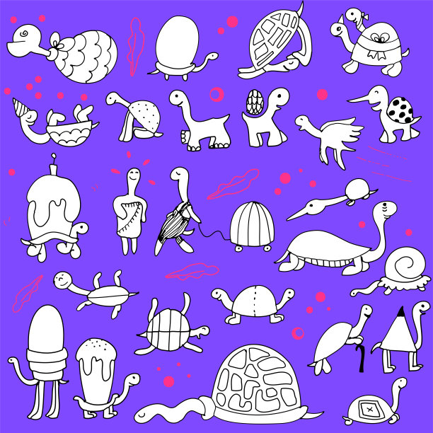 手绘海龟涂鸦图案图片下载