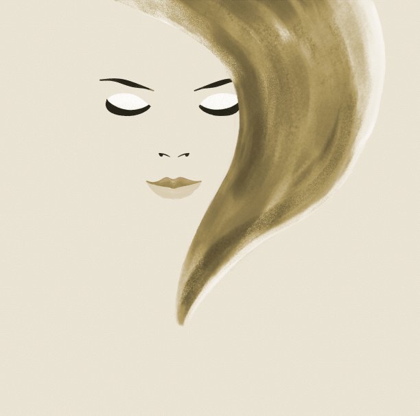 一个长直发女孩的插图肖像图片下载