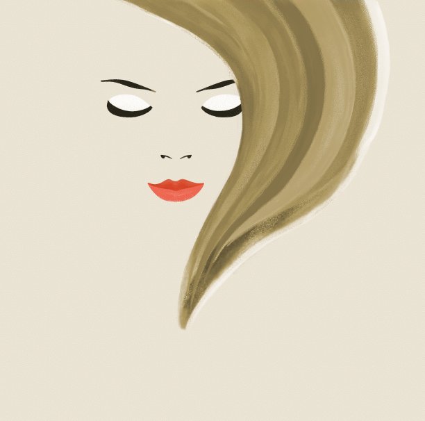 一个长直发女孩的插图肖像图片下载