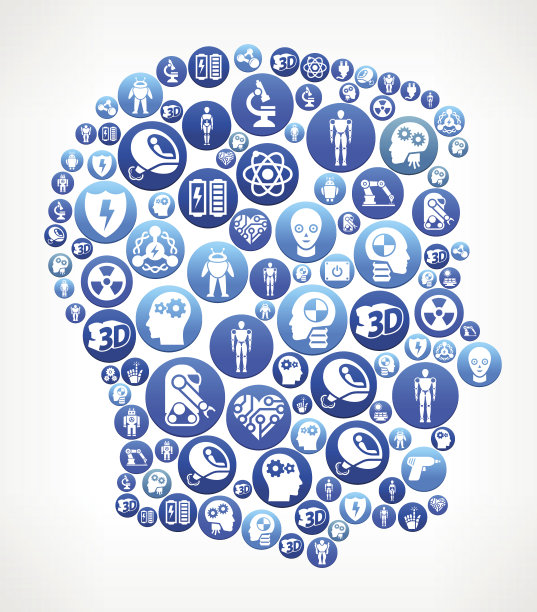 男性头部机器人和机器人矢量按钮模式图片下载