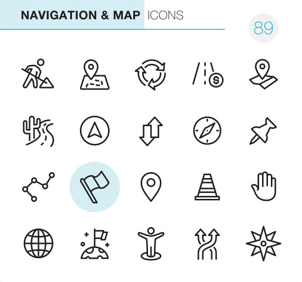 导航和地图-像素完美图标图片下载