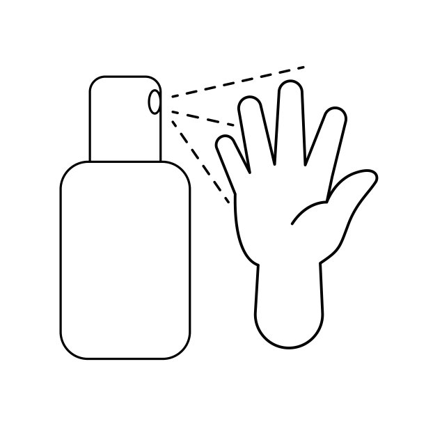 洗手用消毒酒精喷剂，手洗轮廓，手洗卡通艺术线条可爱的上色工作表图片下载