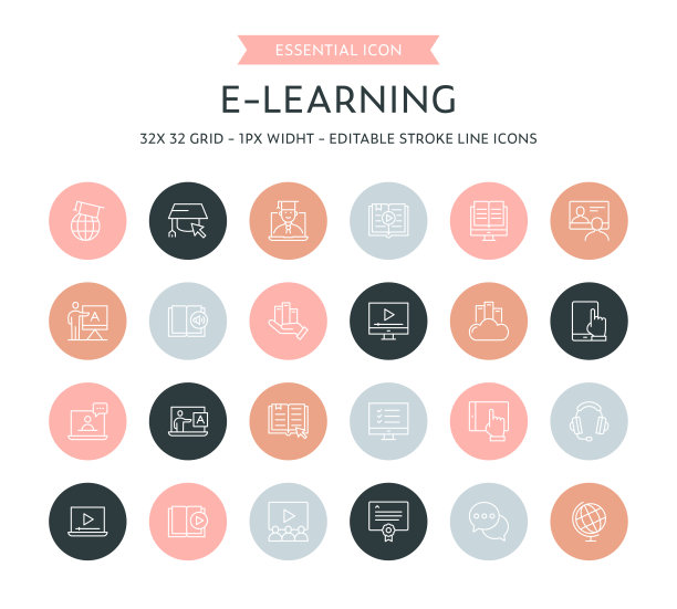 E-Learning细线图标集合图片下载