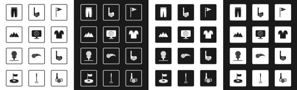 设置高尔夫旗标签山裤衬衫图片下载