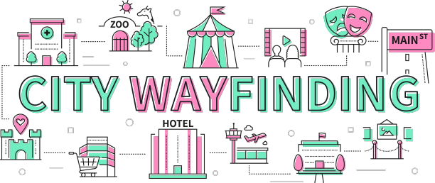 城市导视-彩色线条设计风格图片下载