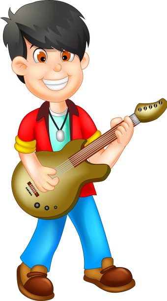 有趣的男孩弹吉他卡通图片下载